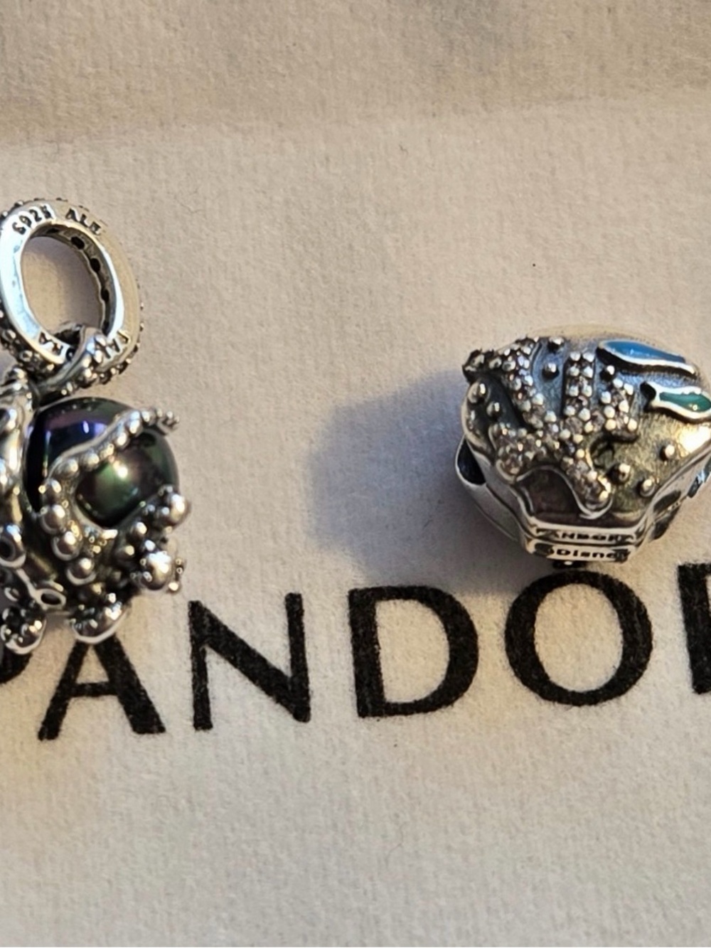 Pandora Disney The Little Mermaid Ursula & Clamshell Pearl Charms Set of 2 retir